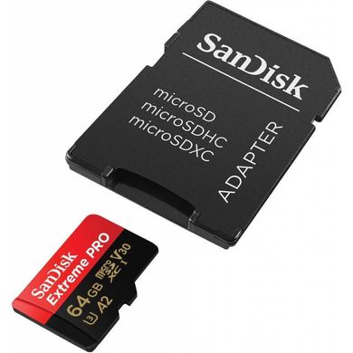 Фотографія - Карта пам'яті SanDisk microSDXC UHS-I U3 Extreme Pro A2 + SD Adapter (SDSQXC)